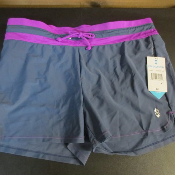 FREE COUNTRY Pants - FREE COUNTRY LADIES SWIM SHORT - X-LARGE - SLATE/BERRY